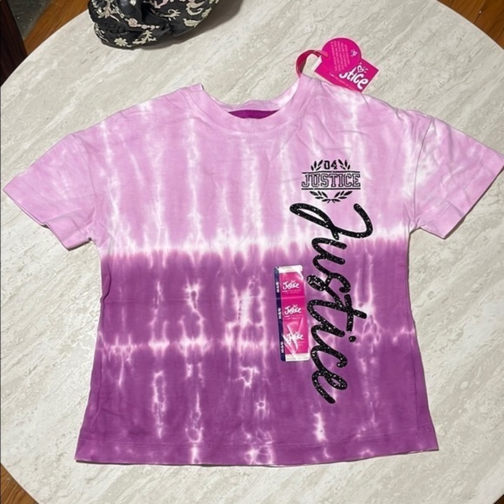 NWT Justice Little Girl Pink and Purple Tie-Dye Shirt *XS (5-6)